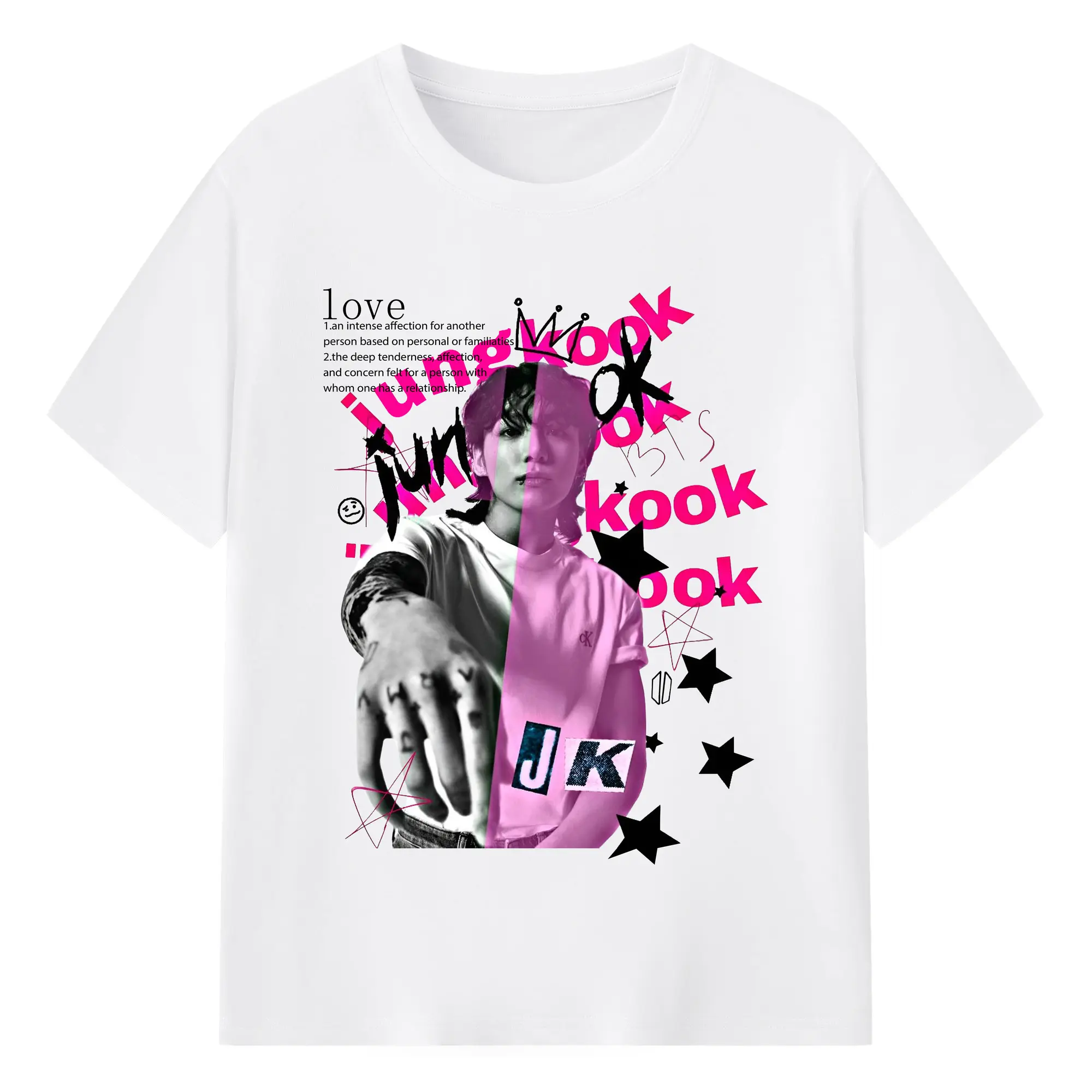 ジョングク ARMY応援Tシャツ 推し活コーデの定番💜 - 綿100％ 半袖Tシャツ ・ フロントプリント ・ 快適 通気性 ・ 日常使い 散歩 スポーツ用