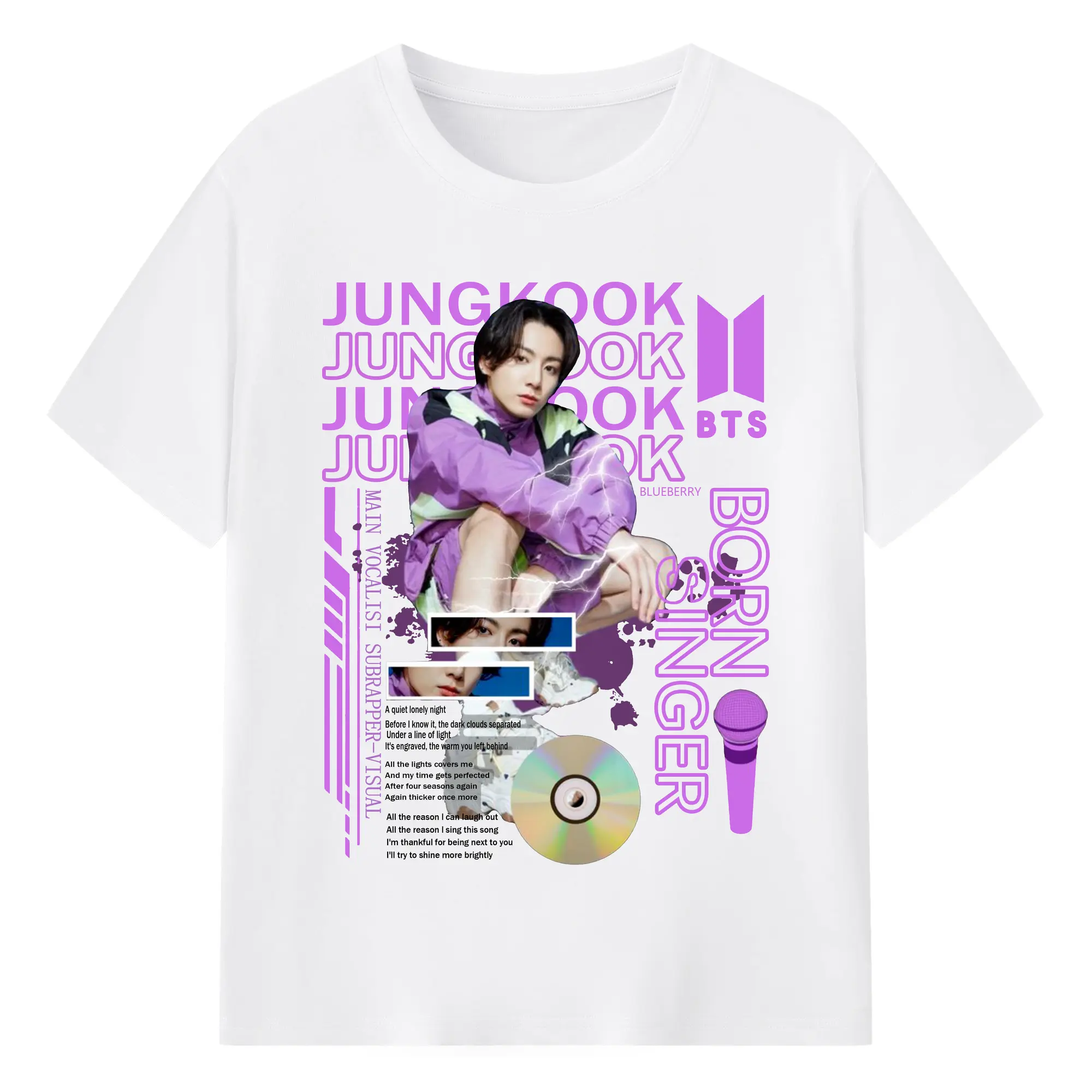 BTS ジョングク《Born Singer》限定2025新作✨ARMY必見の応援 - 綿100％ 半袖Tシャツ ・ フロントプリント ・ 快適 通気性 ・ 日常使い 散歩 スポーツ用