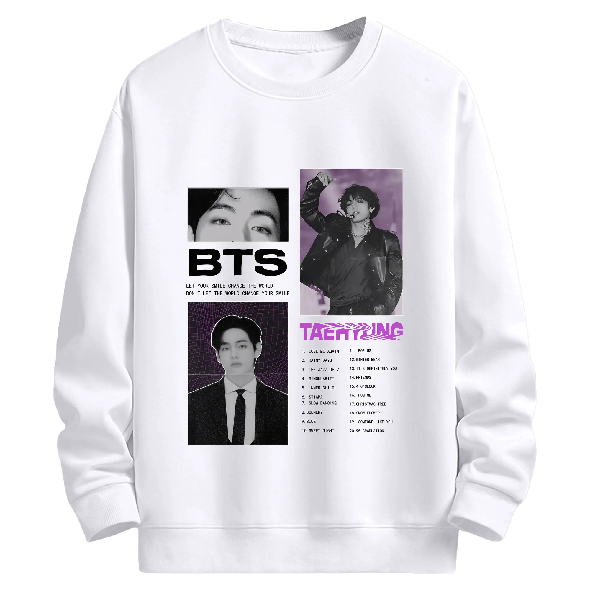 防弾少年団 V テテ グッズ 限定コレクション 新作 - 高品質 クルーネック スウェット ・ コットン59％ ポリエステル41％ ・ ユニセックス 長袖 トレーナー ・ カジュアル デイリー スポーツ 散歩用