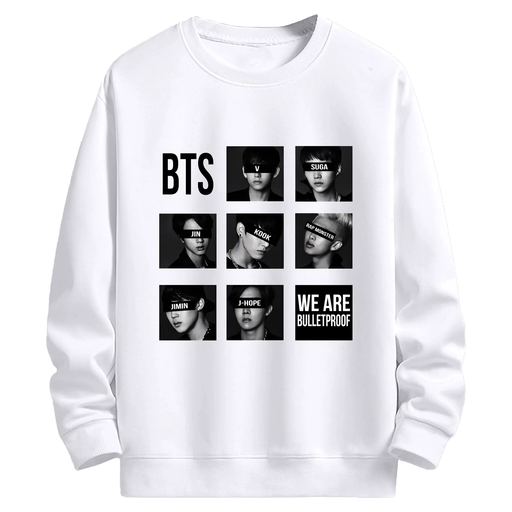 BTS メンバー風 韓流ストリート 男女兼用 人気コーデ - 高品質 クルーネック スウェット ・ コットン59％ ポリエステル41％ ・ ユニセックス 長袖 トレーナー ・ カジュアル デイリー スポーツ 散歩用