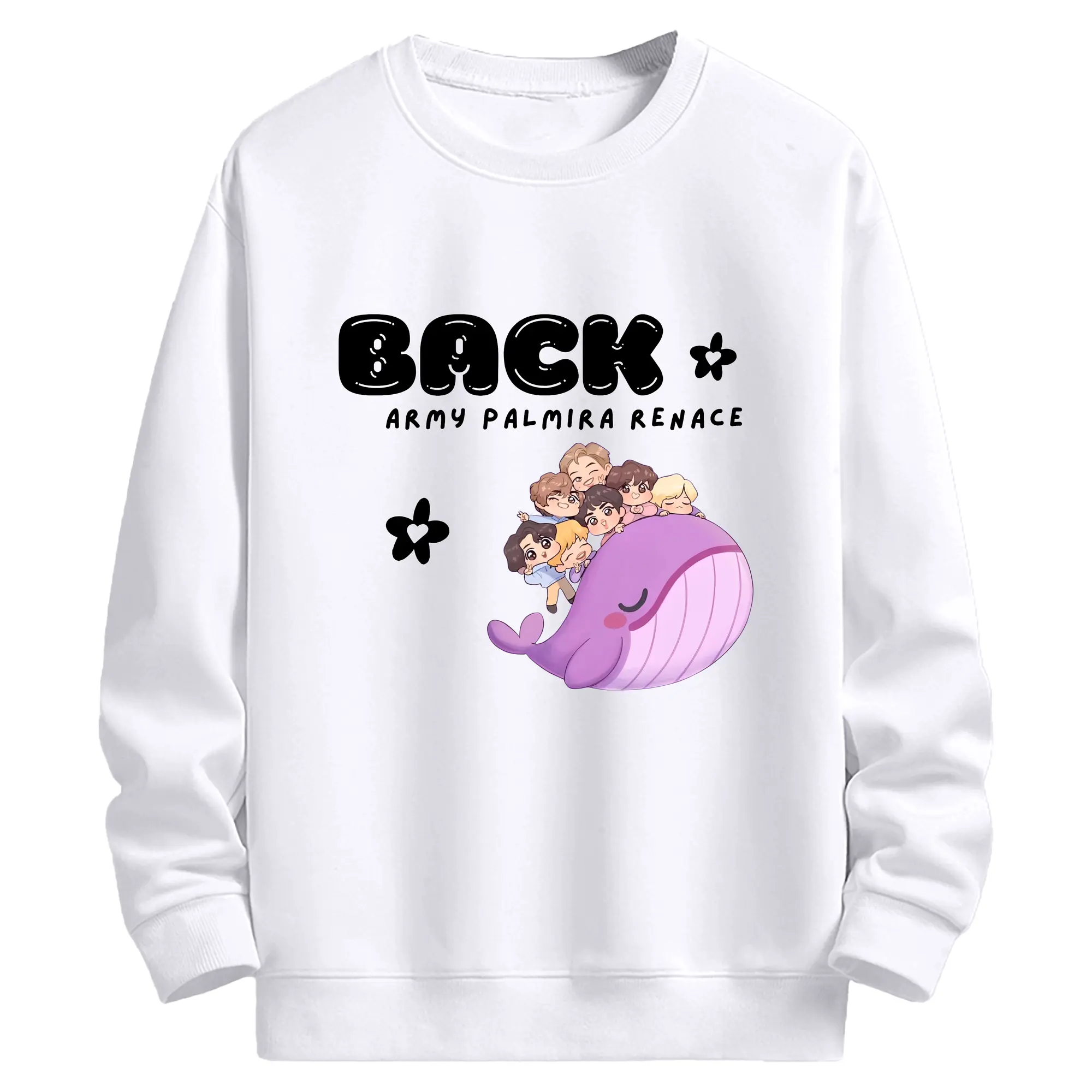 TinyTAN × BTS 🐳 限定カートゥーン 人気グッズ - 高品質 クルーネック スウェット ・ コットン59％ ポリエステル41％ ・ ユニセックス 長袖 トレーナー ・ カジュアル デイリー スポーツ 散歩用