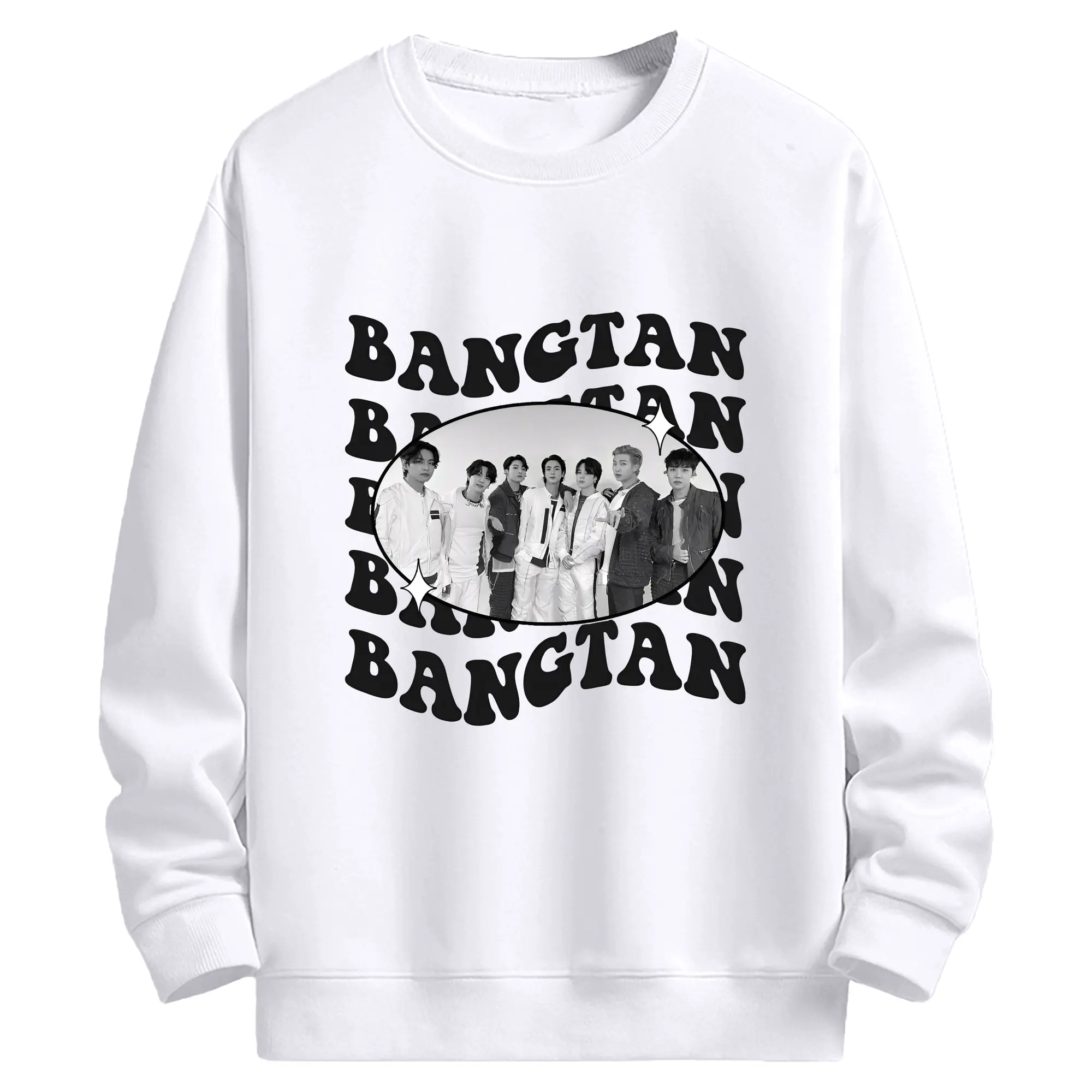 BTS メンバー風 韓流ストリート 男女兼用 人気コーデ - 高品質 クルーネック スウェット ・ コットン59％ ポリエステル41％ ・ ユニセックス 長袖 トレーナー ・ カジュアル デイリー スポーツ 散歩用