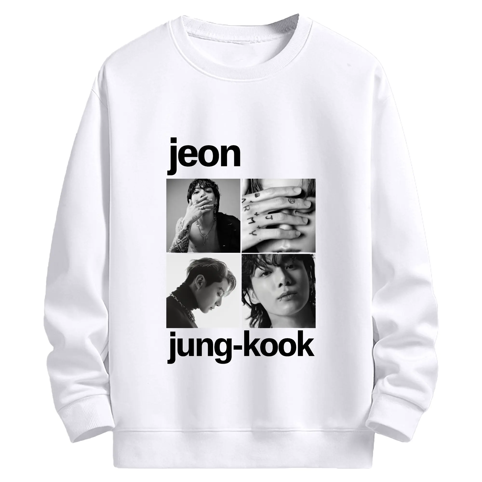 BTS ジョングク かっこいいポーズ ファン必携 韓流限定 - 高品質 クルーネック スウェット ・ コットン59％ ポリエステル41％ ・ ユニセックス 長袖 トレーナー ・ カジュアル デイリー スポーツ 散歩用