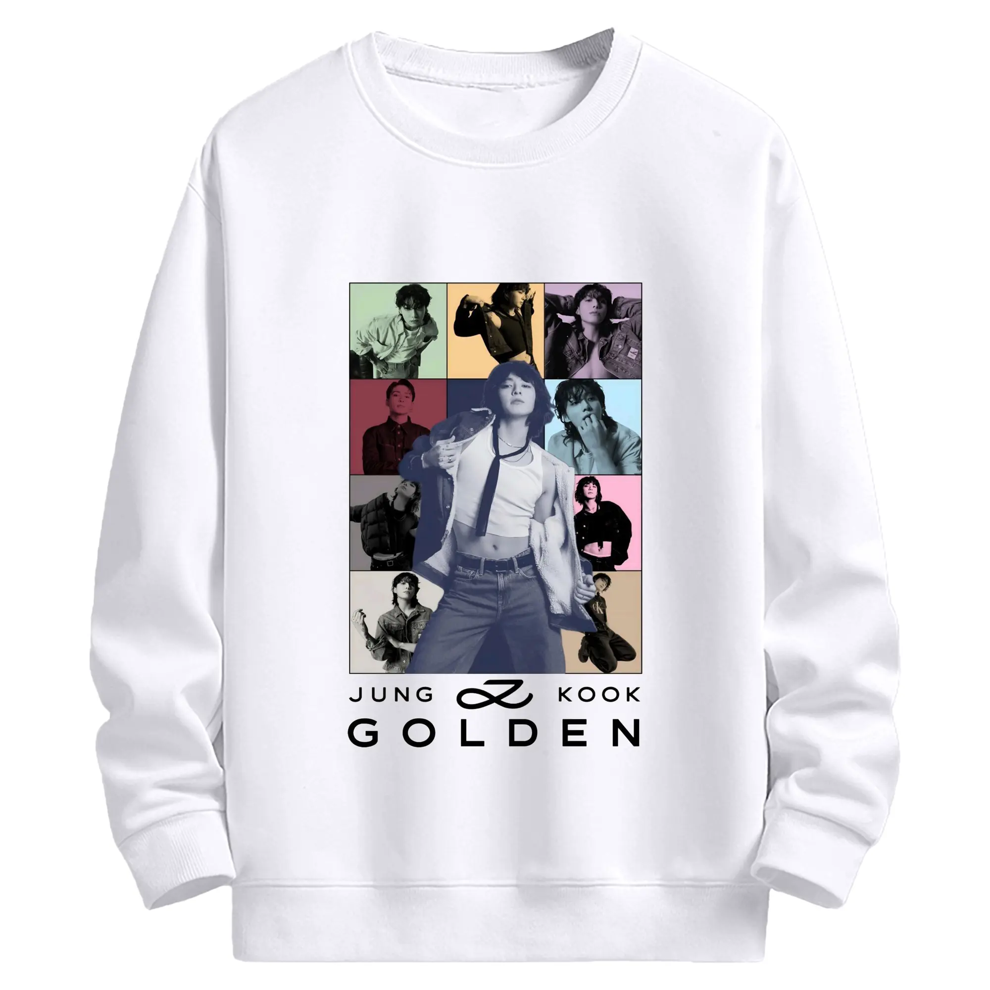 ジョングク GOLDEN アルバム記念 2025限定デザイン - 高品質 クルーネック スウェット ・ コットン59％ ポリエステル41％ ・ ユニセックス 長袖 トレーナー ・ カジュアル デイリー スポーツ 散歩用