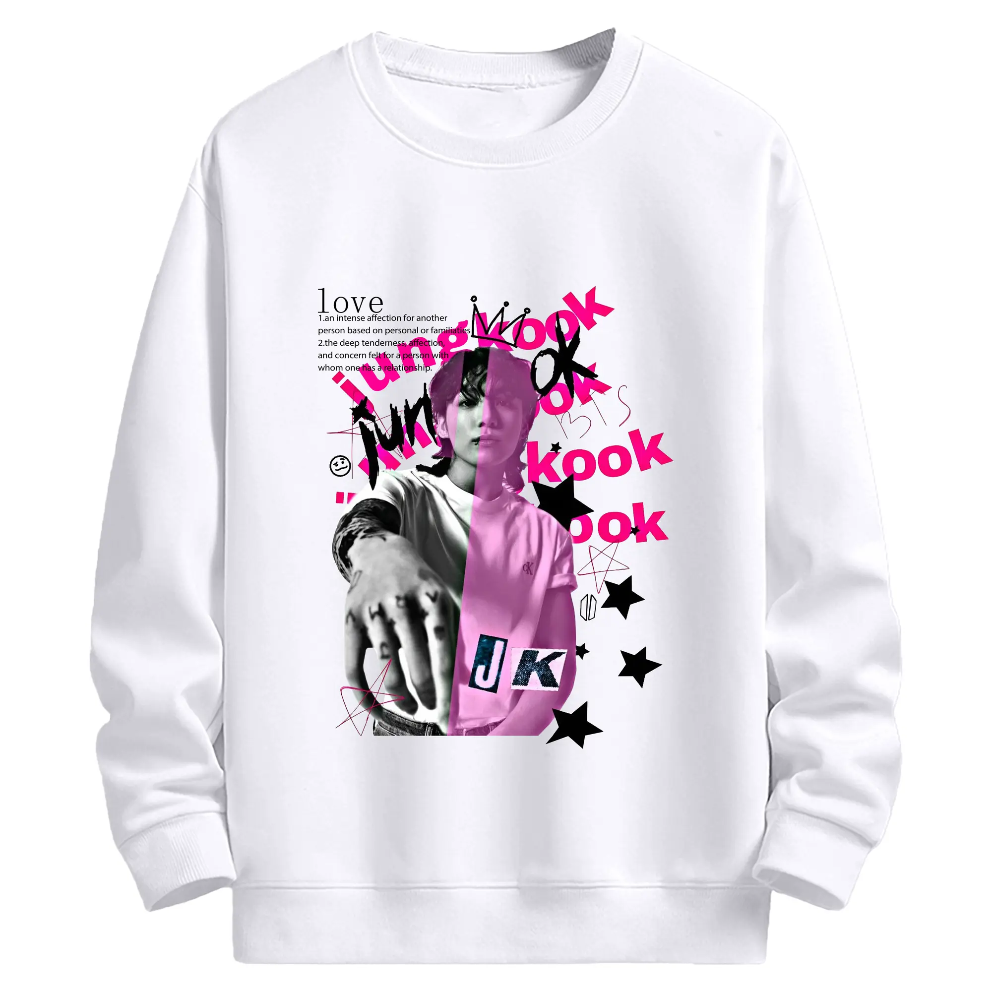 ジョングク ARMY応援Tシャツ 推し活コーデの定番💜 - 高品質 クルーネック スウェット ・ コットン59％ ポリエステル41％ ・ ユニセックス 長袖 トレーナー ・ カジュアル デイリー スポーツ 散歩用