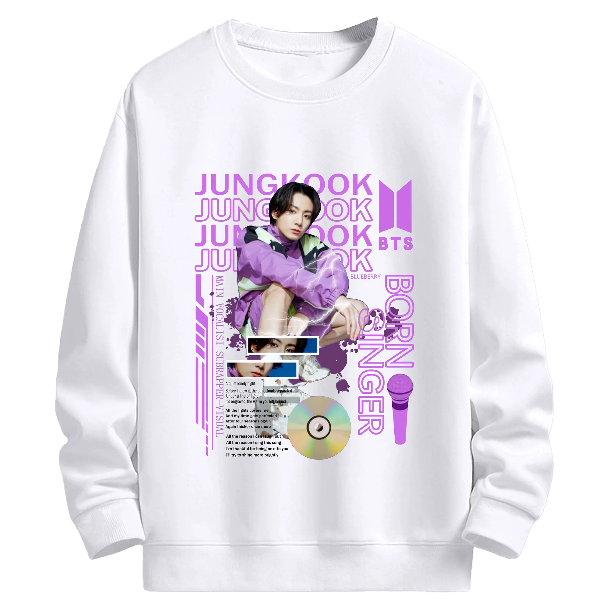 BTS ジョングク《Born Singer》限定2025新作✨ARMY必見の応援 - 高品質 クルーネック スウェット ・ コットン59％ ポリエステル41％ ・ ユニセックス 長袖 トレーナー ・ カジュアル デイリー スポーツ 散歩用