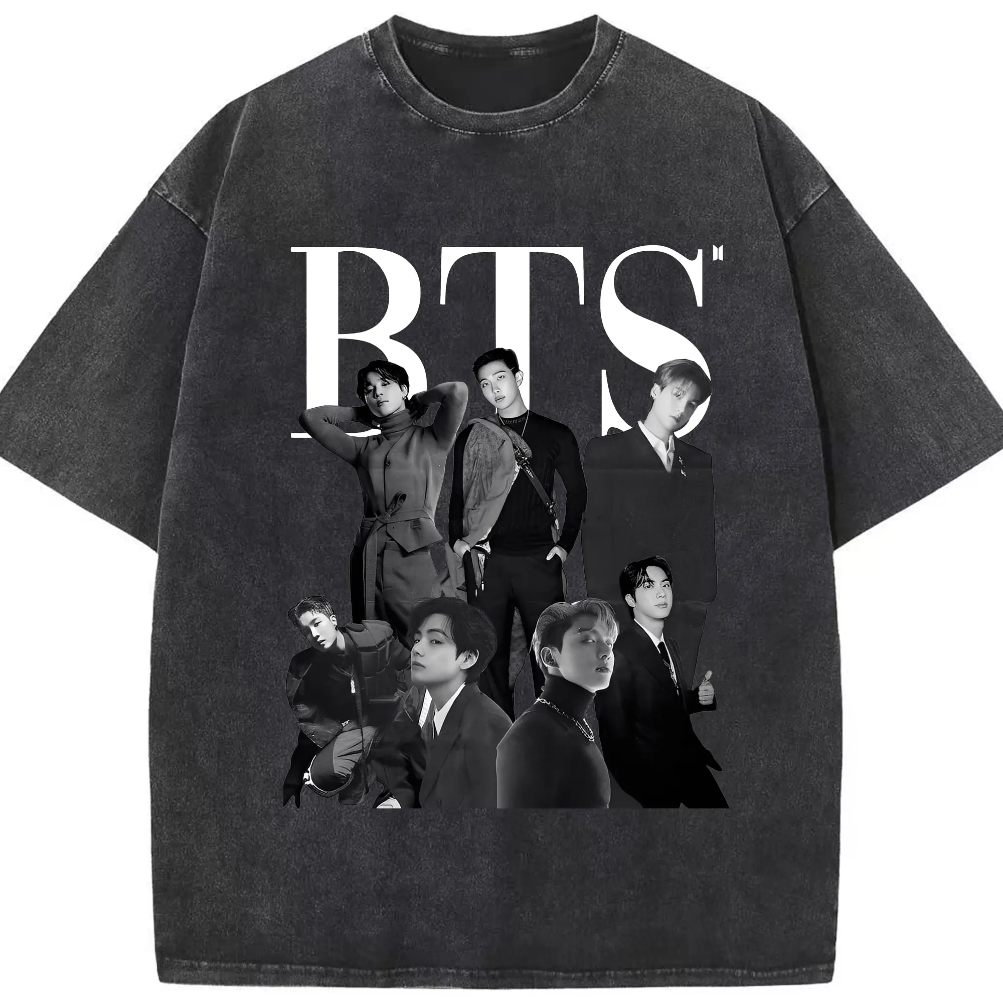 BTS 限定プリント メンバー別コレクション✨ - 綿100％ ヴィンテージ風 半袖Tシャツ ・ フロントプリント ・ 柔らか肌触り ・ 通気性 快適 ・ スポーツ カジュアル 外出用