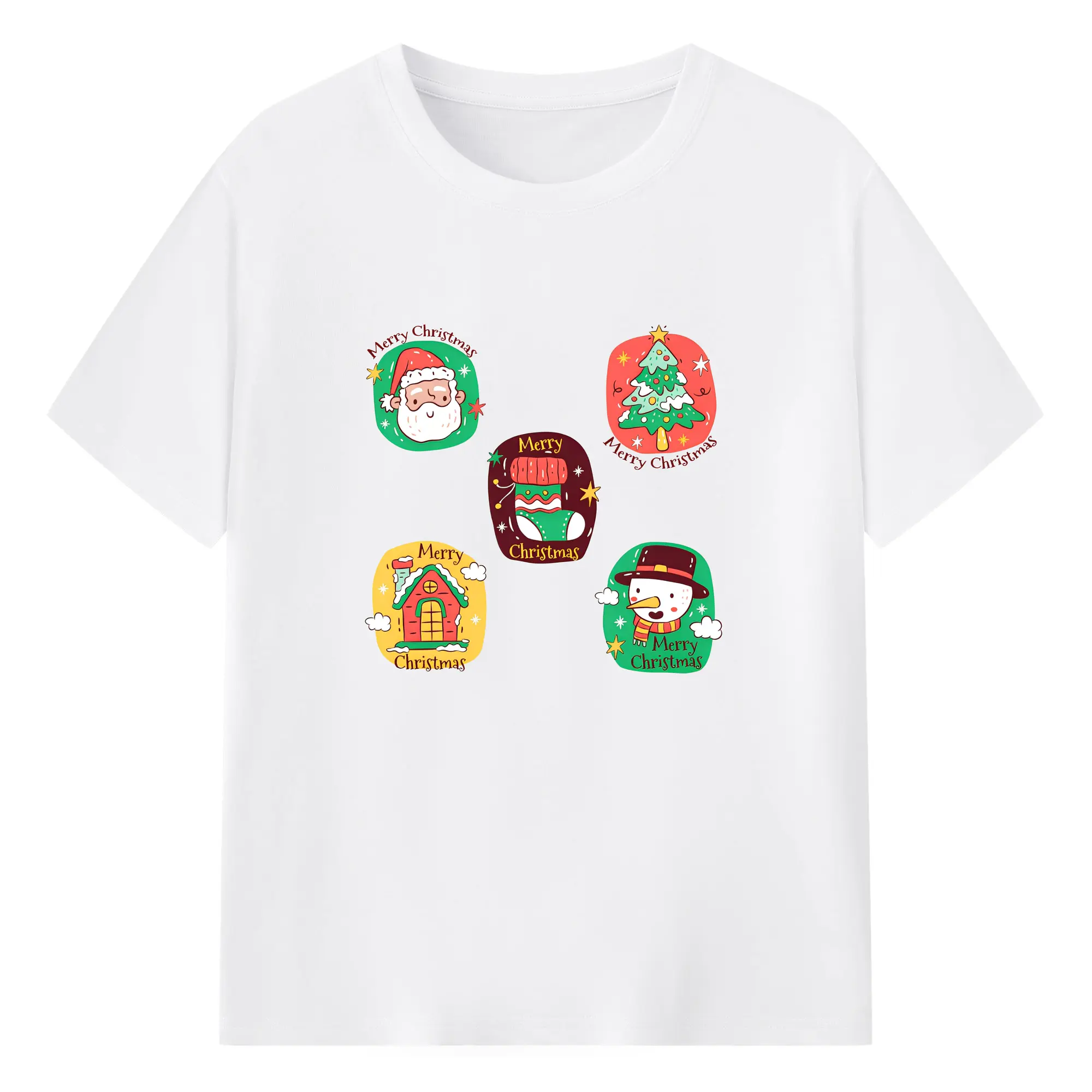 クリスマス2025🎄 ワクワク楽しいホリデーデザイン集 - 綿100％ 半袖Tシャツ ・ フロントプリント ・ 快適 通気性 ・ 日常使い 散歩 スポーツ用
