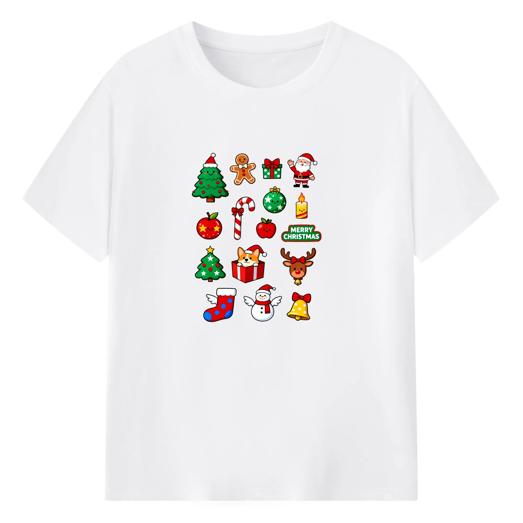 クリスマスギフト🎁 贈り物に喜ばれる冬限定アイテム - 綿100％ 半袖Tシャツ ・ フロントプリント ・ 快適 通気性 ・ 日常使い 散歩 スポーツ用