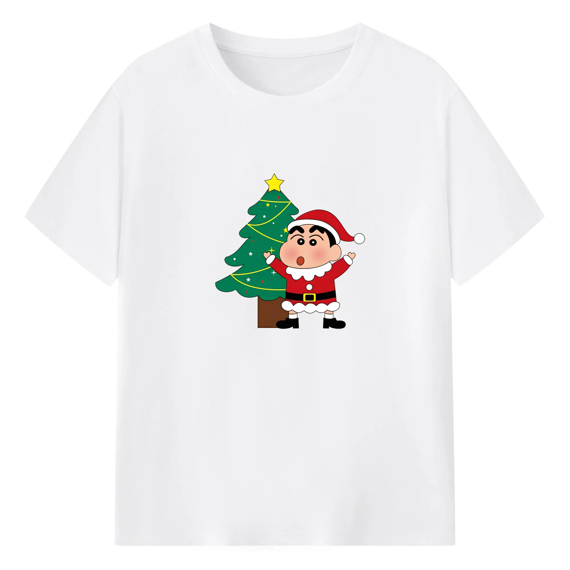 クレヨンしんちゃん クリスマス2025🎄 小 - 綿100％ 半袖Tシャツ ・ フロントプリント ・ 快適 通気性 ・ 日常使い 散歩 スポーツ用