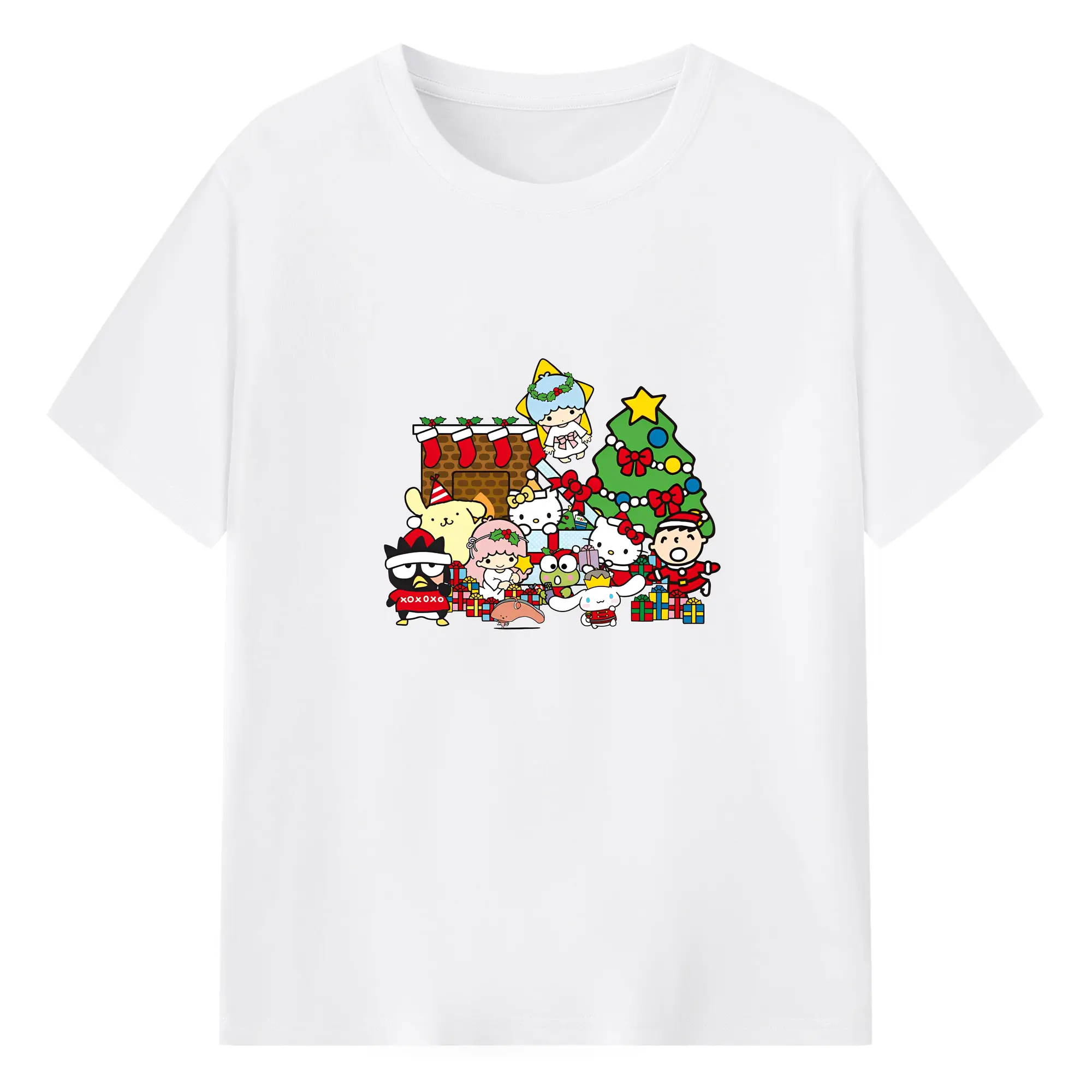 サンリオキャラクターズ クリスマス2025🎄 サンタ×ツリーモチーフの新作 - 綿100％ 半袖Tシャツ ・ フロントプリント ・ 快適 通気性 ・ 日常使い 散歩 スポーツ用