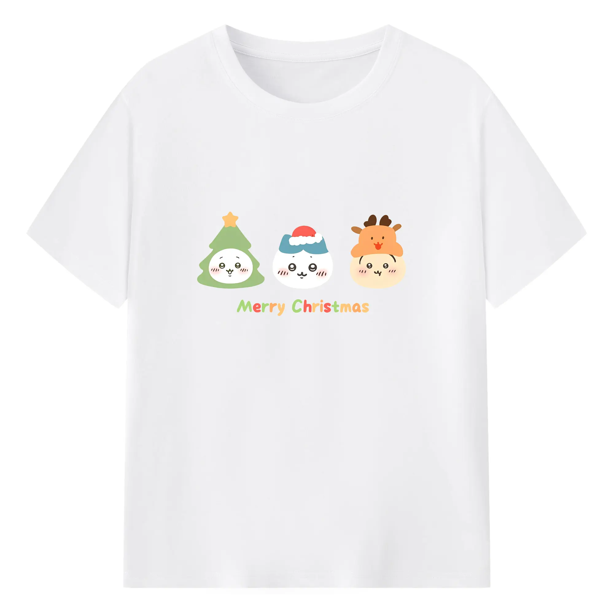 ちいかわ クリスマス限定デザイン🎄 サンタ×ツリーの可愛すぎる新作グッズ - 綿100％ 半袖Tシャツ ・ フロントプリント ・ 快適 通気性 ・ 日常使い 散歩 スポーツ用