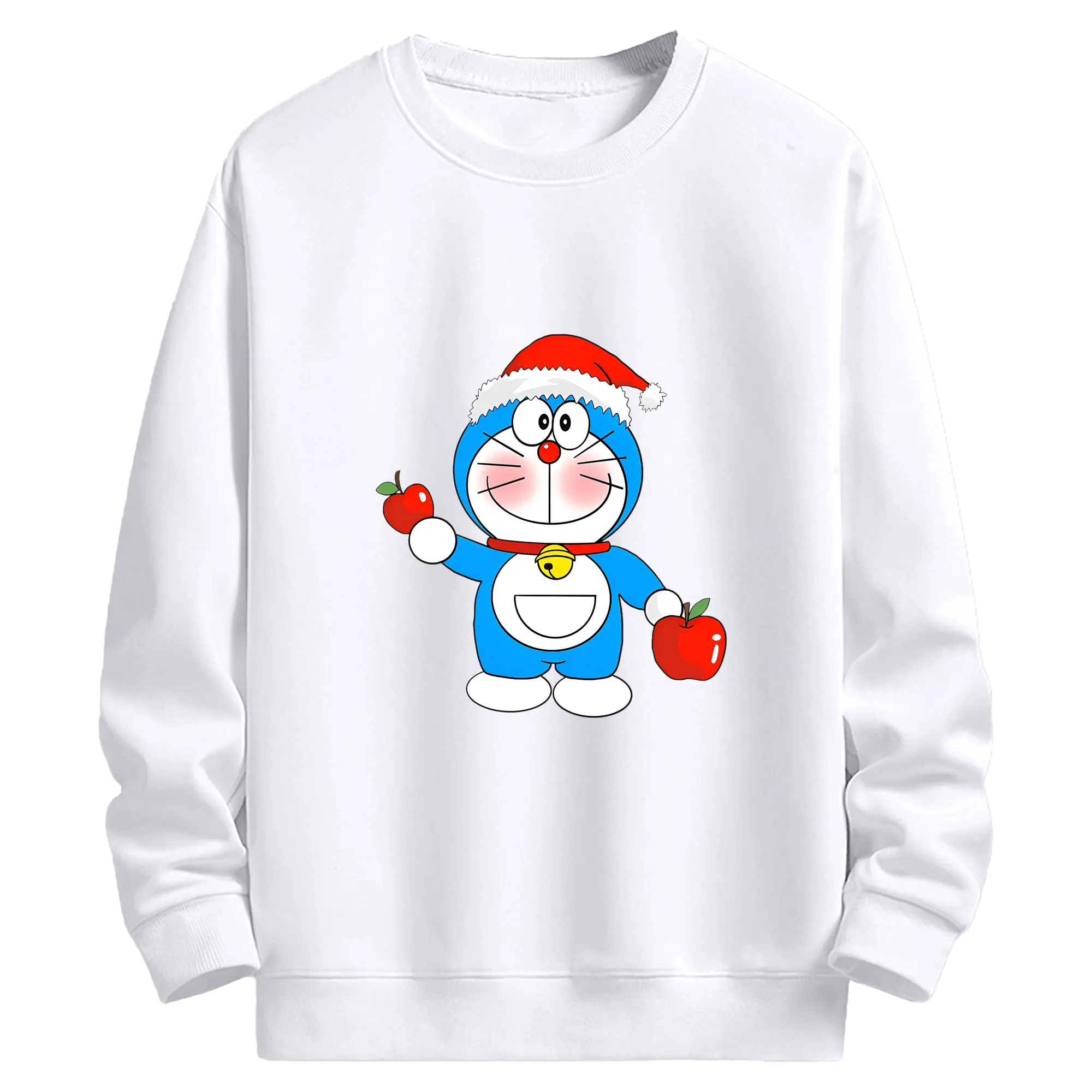 ドラえもん クリスマス限定🎄 サンタ帽＆プレゼント可愛い冬デザイン - 高品質 クルーネック スウェット ・ コットン59％ ポリエステル41％ ・ ユニセックス 長袖 トレーナー ・ カジュアル デイリー スポーツ 散歩用