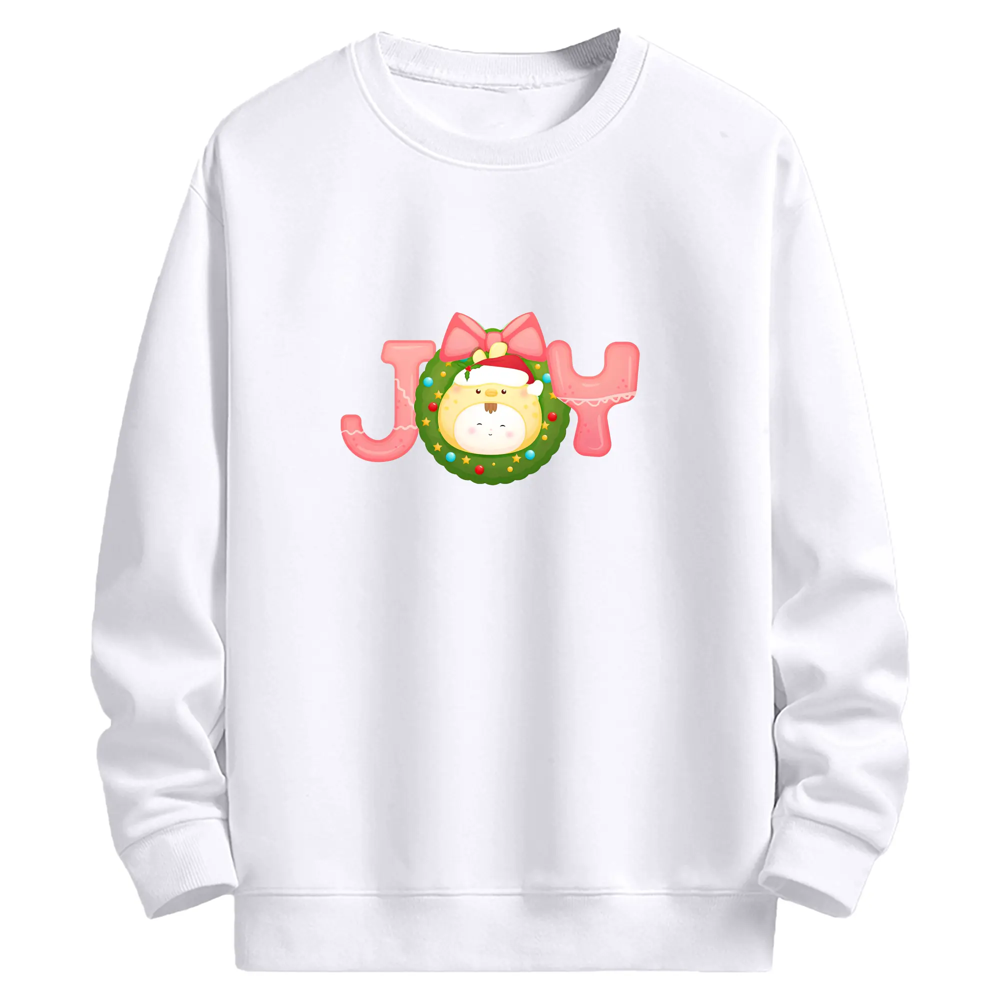 クリスマスJoy✨ 花輪入り冬限定デザイン - 高品質 クルーネック スウェット ・ コットン59％ ポリエステル41％ ・ ユニセックス 長袖 トレーナー ・ カジュアル デイリー スポーツ 散歩用