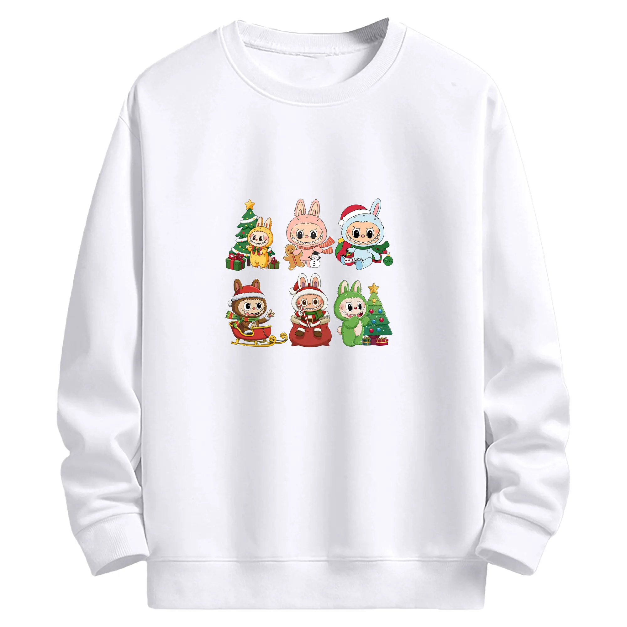 ラブブブのクリスマス限定🎄 可愛いサンタ帽＆ギフトデザイン - 高品質 クルーネック スウェット ・ コットン59％ ポリエステル41％ ・ ユニセックス 長袖 トレーナー ・ カジュアル デイリー スポーツ 散歩用