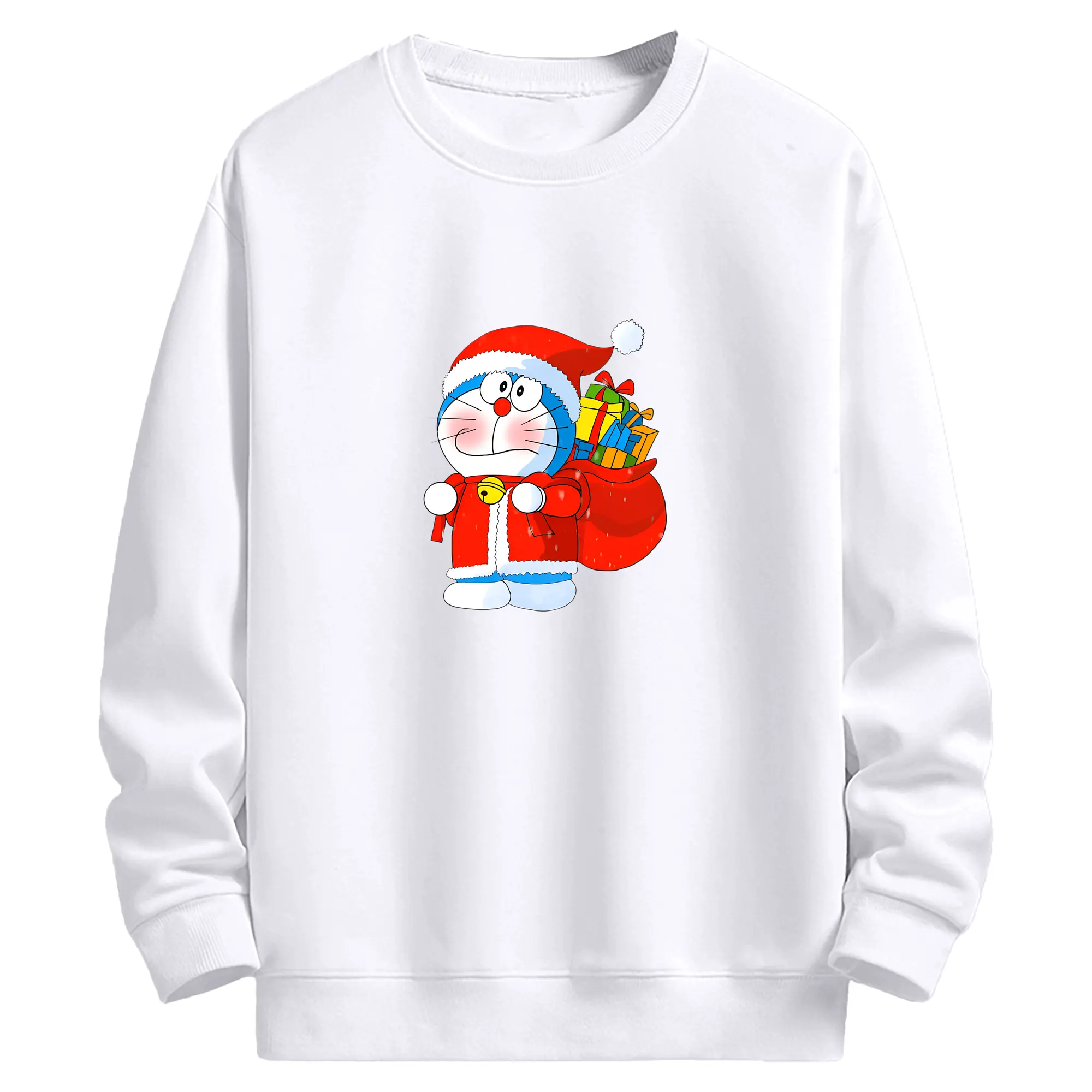 クリスマスギフト🎁 ドラえもん入り冬限定 - 高品質 クルーネック スウェット ・ コットン59％ ポリエステル41％ ・ ユニセックス 長袖 トレーナー ・ カジュアル デイリー スポーツ 散歩用