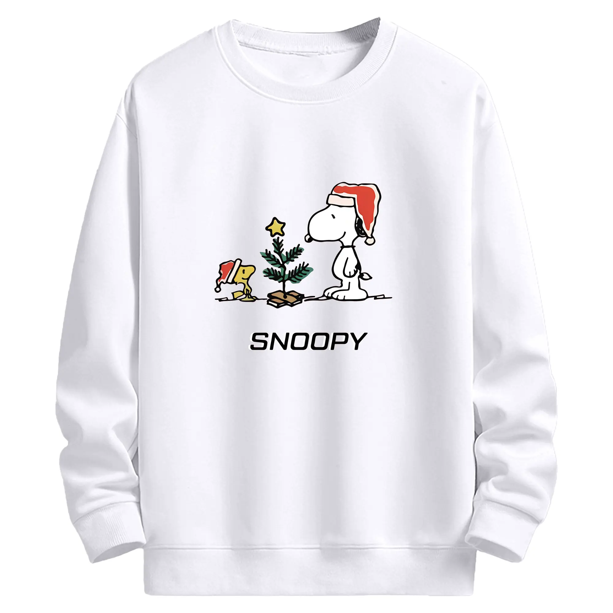 スヌーピー クリスマス限定🎄 サンタ帽＆プレゼント可愛い冬デザイン - 高品質 クルーネック スウェット ・ コットン59％ ポリエステル41％ ・ ユニセックス 長袖 トレーナー ・ カジュアル デイリー スポーツ 散歩用