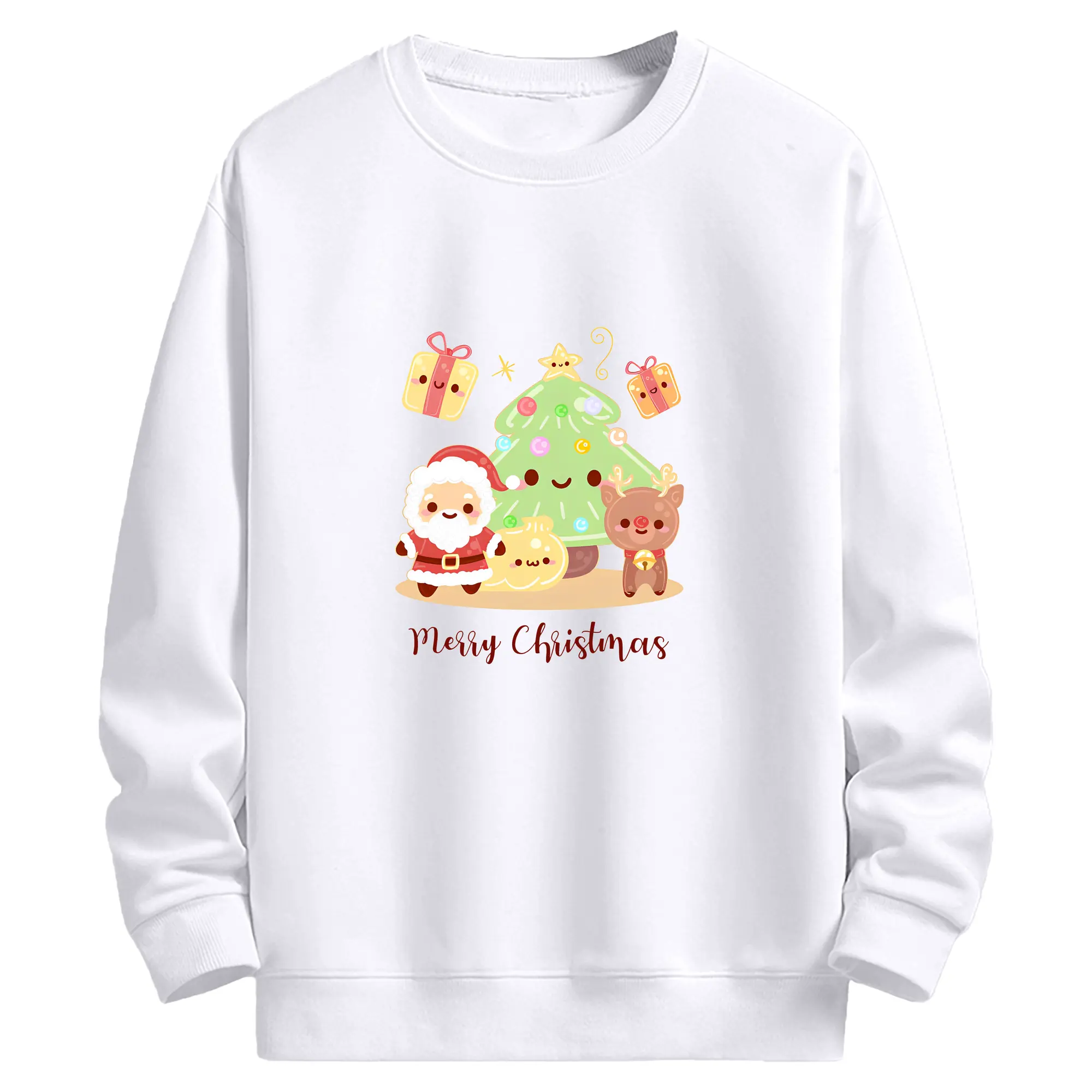 サンタクロース🎅 雪だるま⛄ ギフト入り - 高品質 クルーネック スウェット ・ コットン59％ ポリエステル41％ ・ ユニセックス 長袖 トレーナー ・ カジュアル デイリー スポーツ 散歩用