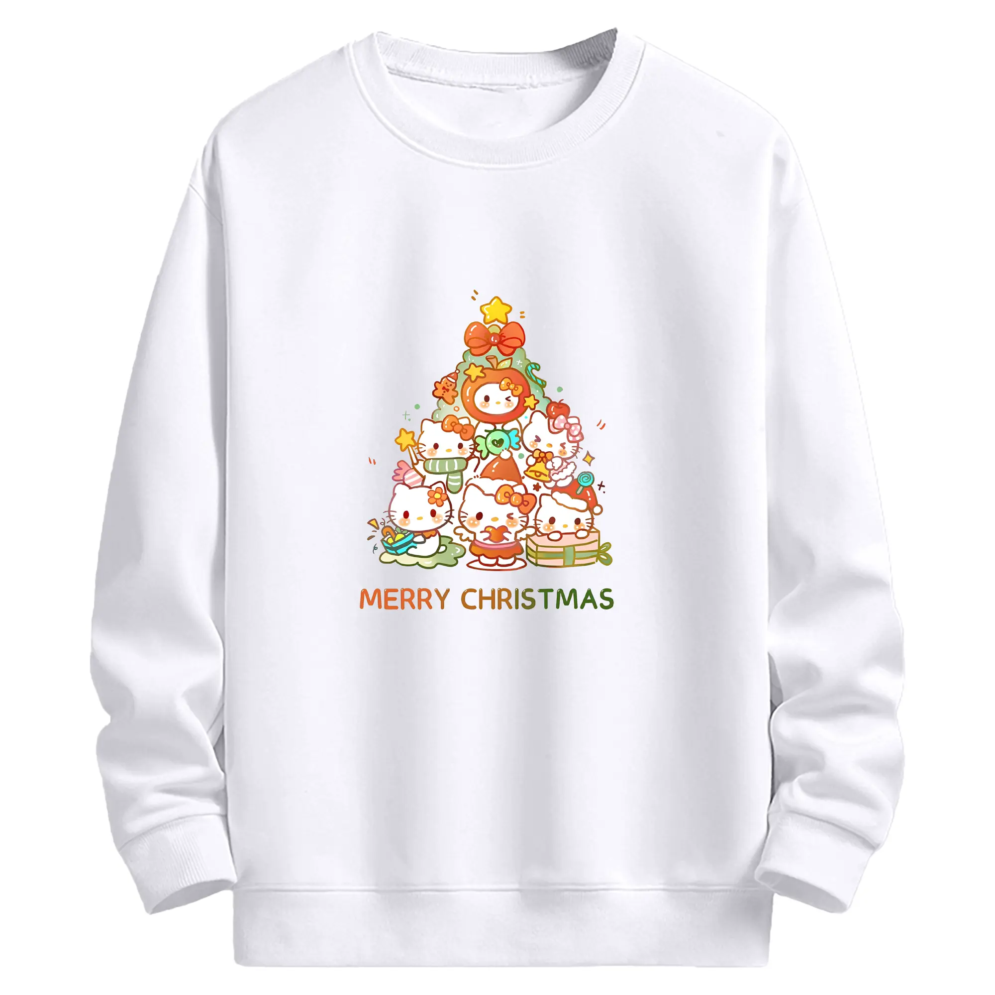 ハローキティ クリスマスデザイン🎄 - 高品質 クルーネック スウェット ・ コットン59％ ポリエステル41％ ・ ユニセックス 長袖 トレーナー ・ カジュアル デイリー スポーツ 散歩用