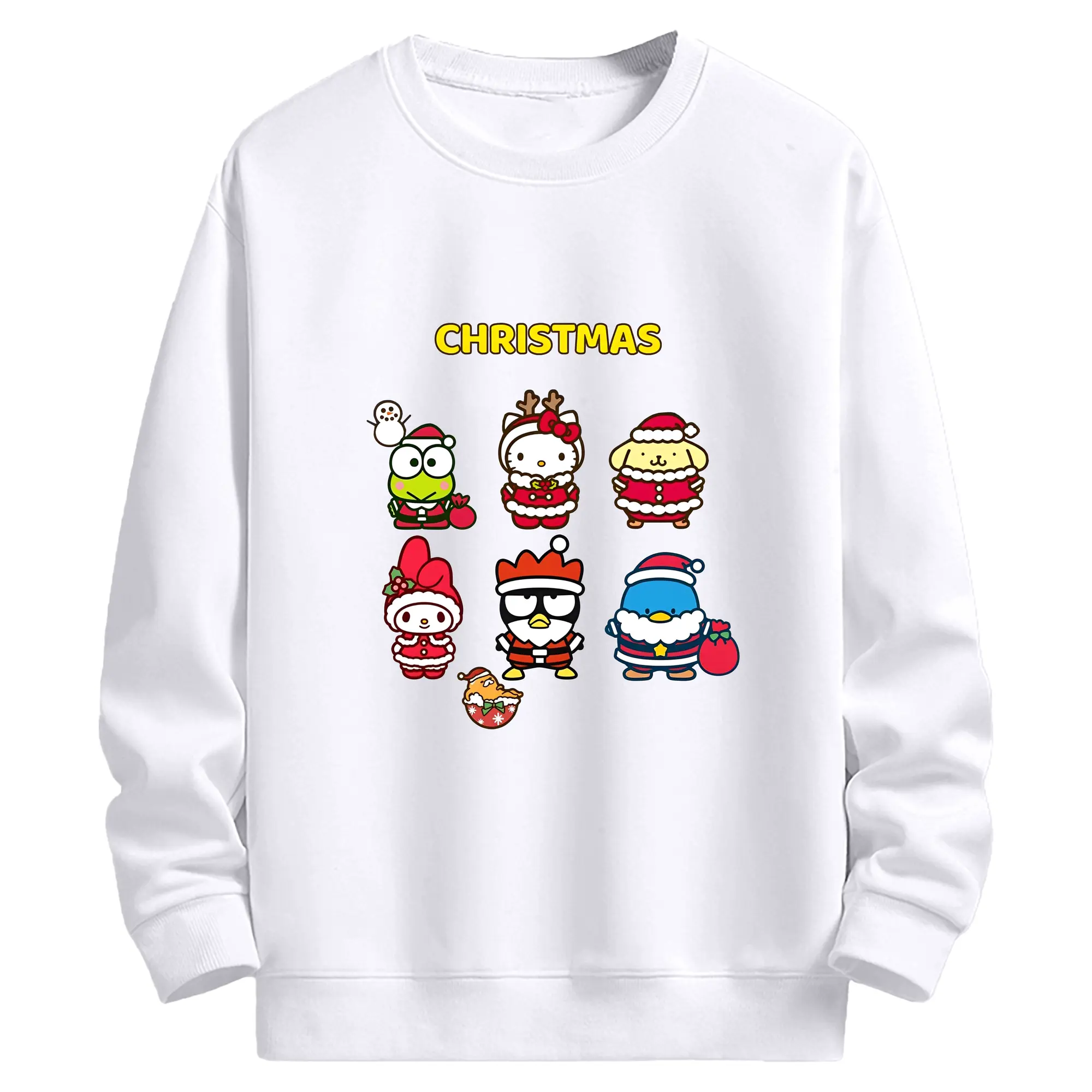 サンリオキャラクターズ Merry Christmas✨ 冬季限定 - 高品質 クルーネック スウェット ・ コットン59％ ポリエステル41％ ・ ユニセックス 長袖 トレーナー ・ カジュアル デイリー スポーツ 散歩用