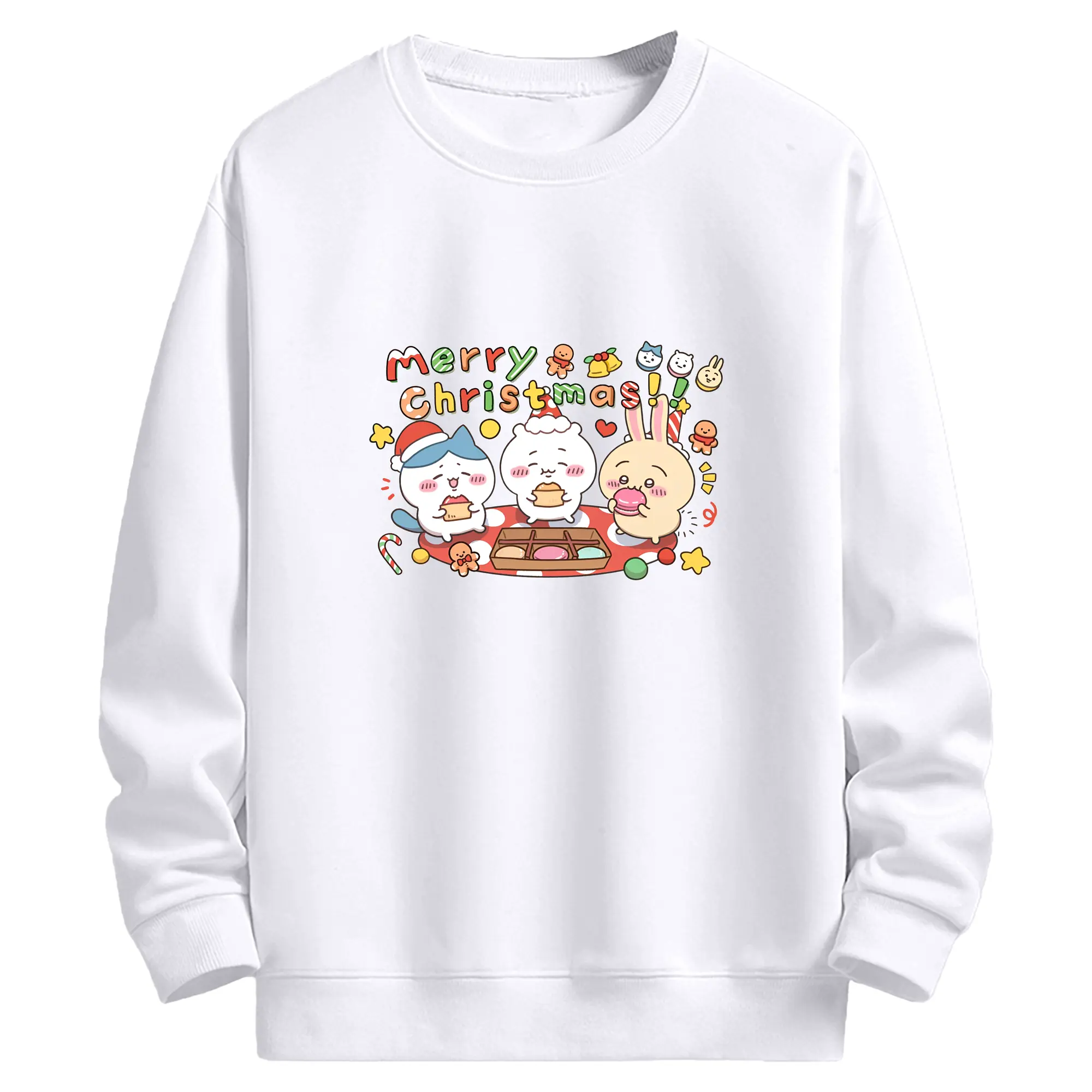 ちいかわ Merry Christmas✨ 冬季限定 - 高品質 クルーネック スウェット ・ コットン59％ ポリエステル41％ ・ ユニセックス 長袖 トレーナー ・ カジュアル デイリー スポーツ 散歩用