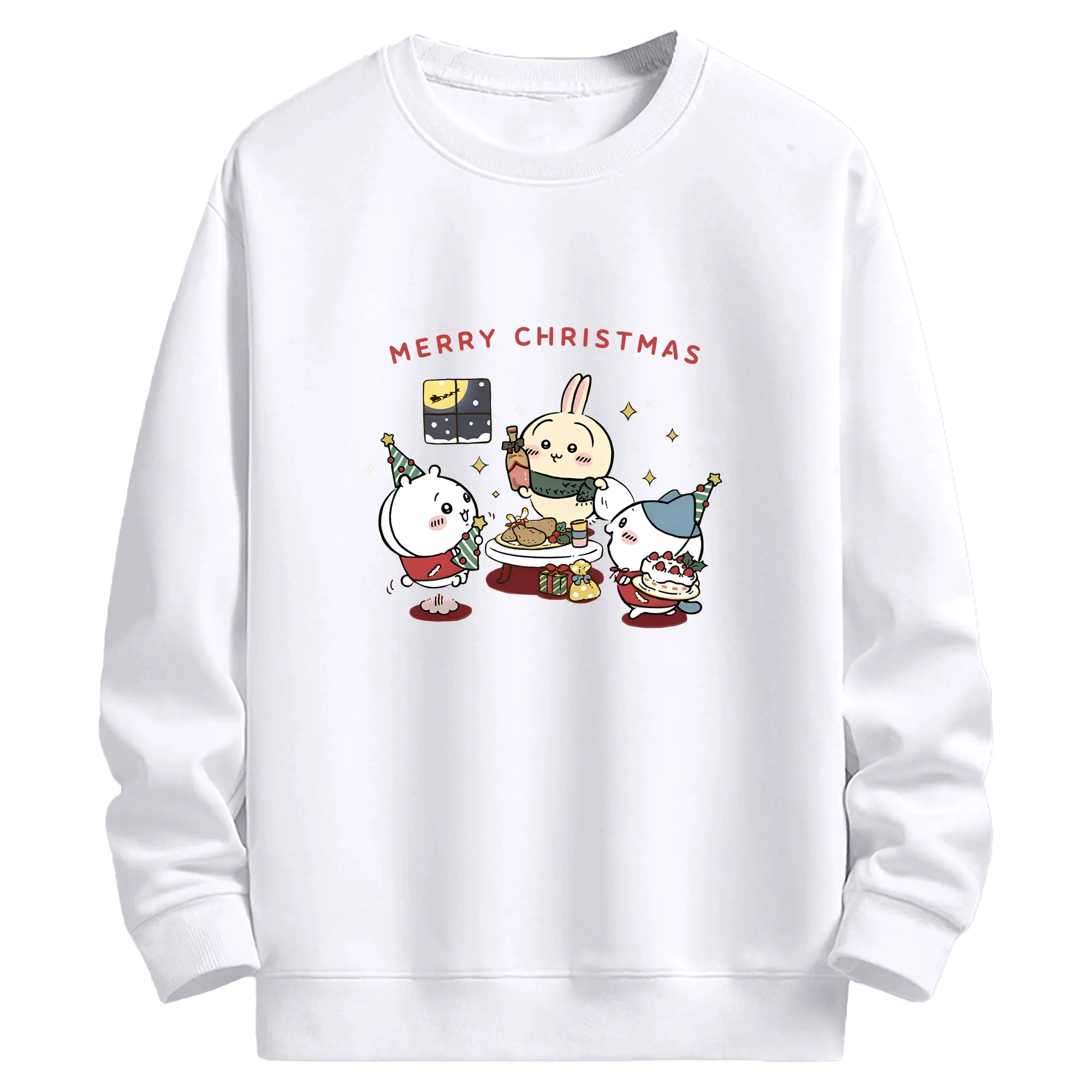 ちいかわ クリスマス限定アート🎄 今だけのスペシャルイラスト - 高品質 クルーネック スウェット ・ コットン59％ ポリエステル41％ ・ ユニセックス 長袖 トレーナー ・ カジュアル デイリー スポーツ 散歩用