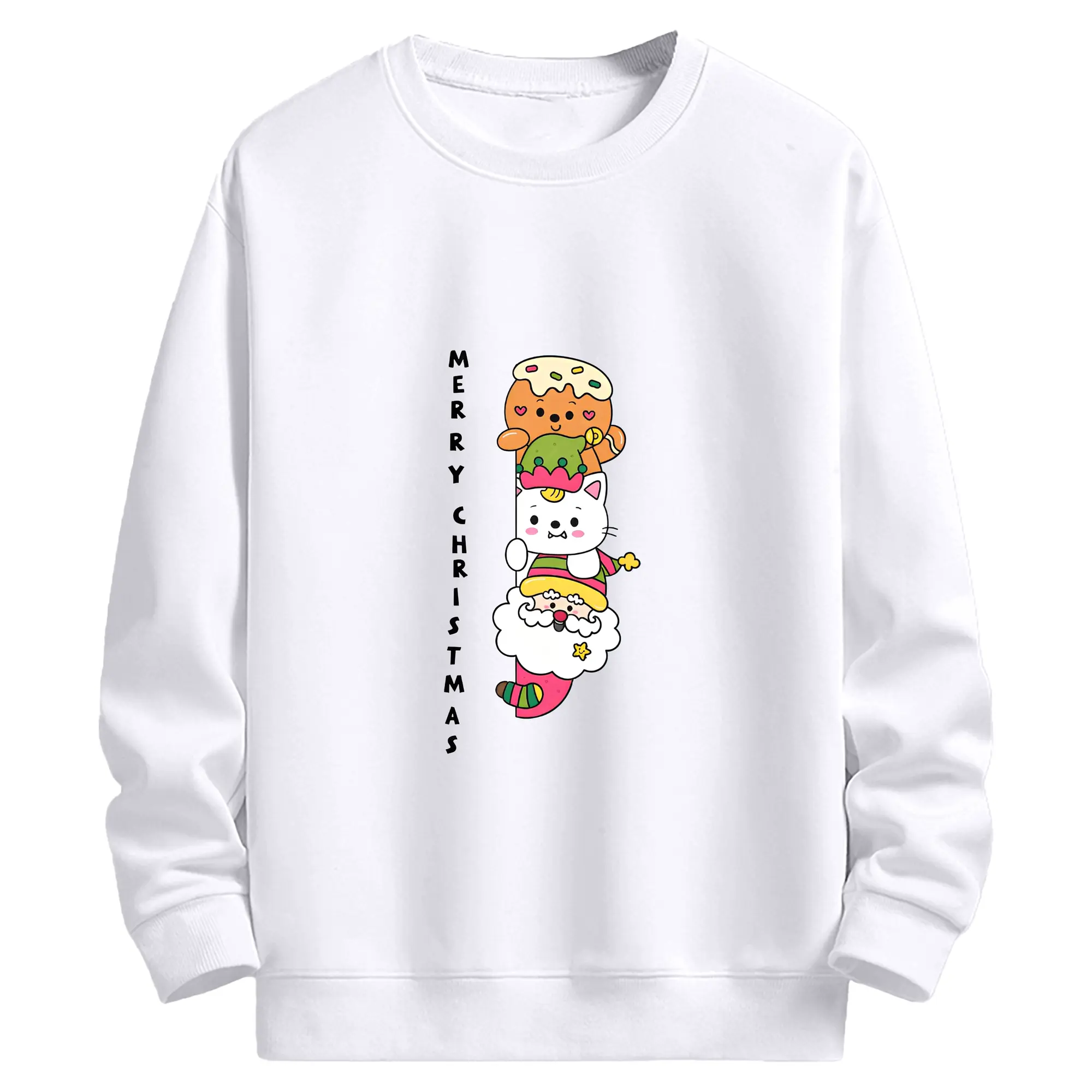 トナカイとジンジャーブレッドマン🦌🎄 可愛いクリスマスモチーフ - 高品質 クルーネック スウェット ・ コットン59％ ポリエステル41％ ・ ユニセックス 長袖 トレーナー ・ カジュアル デイリー スポーツ 散歩用
