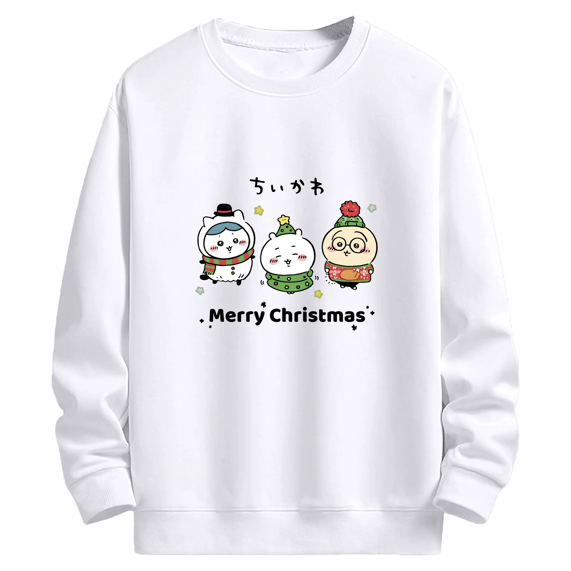 ちいかわ クリスマス色満載🎀 サンタ帽×ツリー イチオシ商品 - 高品質 クルーネック スウェット ・ コットン59％ ポリエステル41％ ・ ユニセックス 長袖 トレーナー ・ カジュアル デイリー スポーツ 散歩用