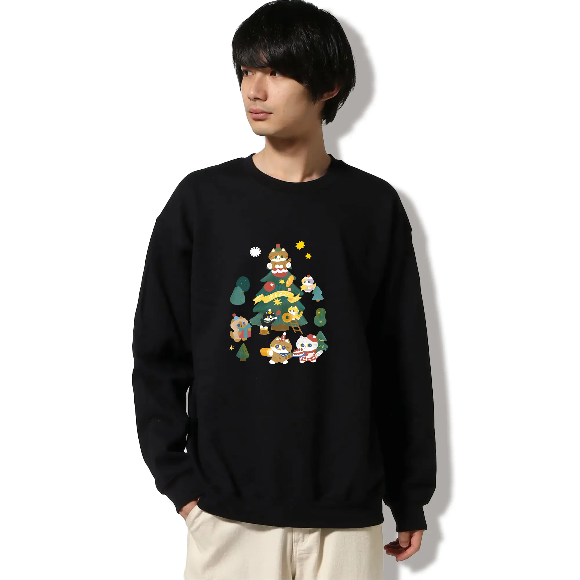 猫ちゃんとクリスマスツリー🎄 可愛い冬の癒しデザイン