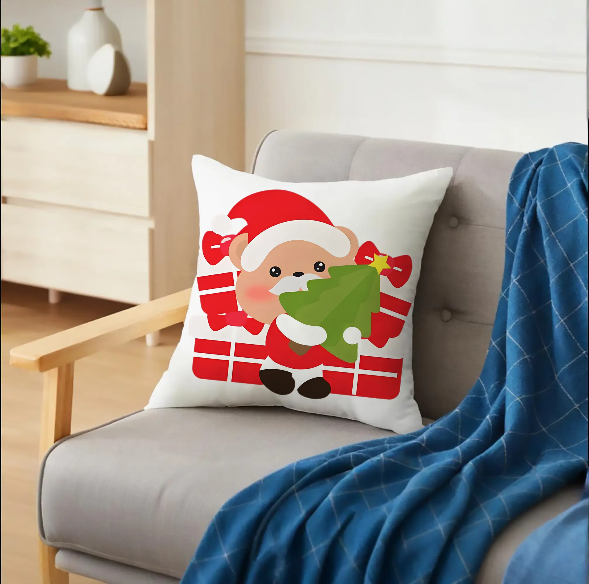 クリスマス限定🎄 可愛い小熊とサンタ帽＆プレゼントデザイン