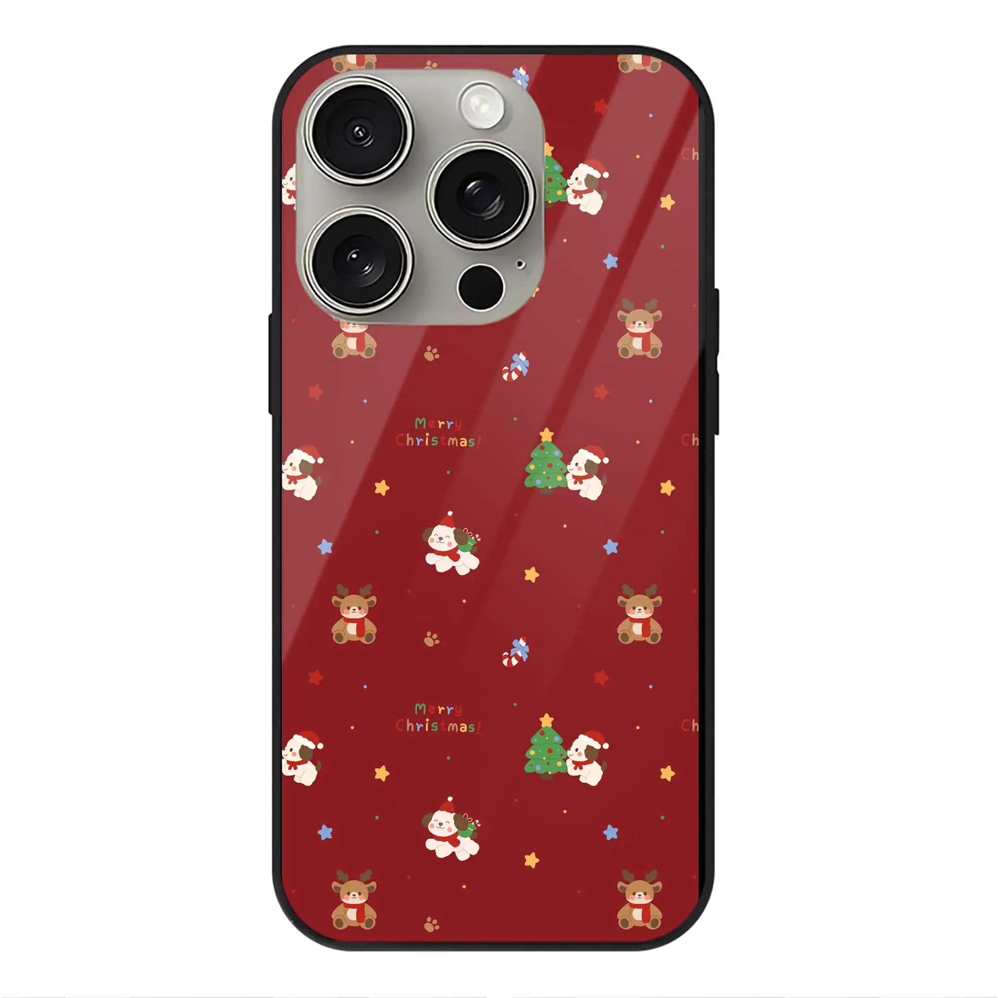 冬限定カラー｜くすみレッド＆フォレストグリーン - IPhone15Pro対応 ・ スマホケース ・ 背面ガラス ・ TPU+強化ガラス ・ 耐衝撃 ・ 黄変防止 ・ ワイヤレス充電対応 ・ 3D立体ボタン